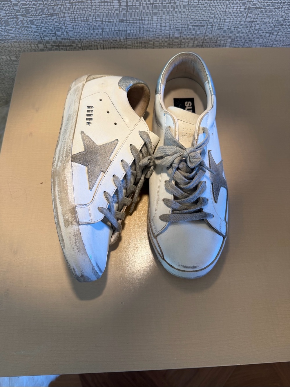 Golden Goose white with Gray Star Accent
